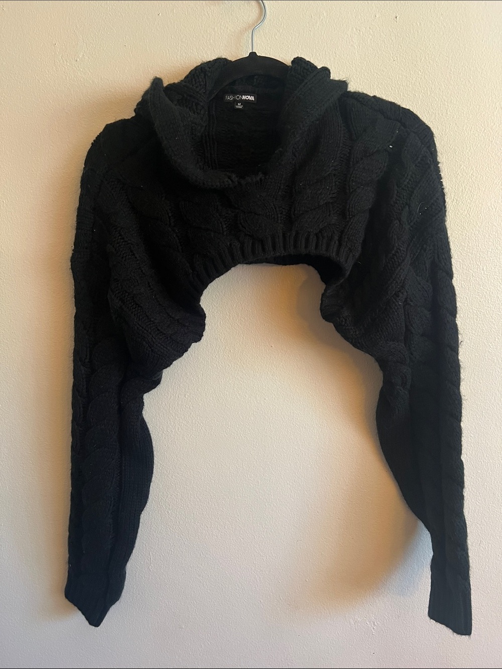 Fashion Nova Black Cropped Bolero Sweater